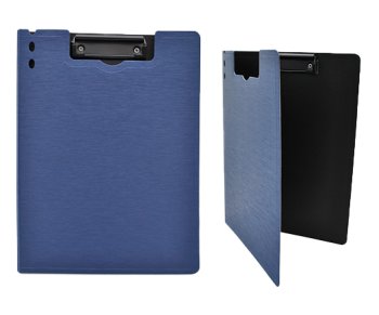 Папка-планшет PVC с дополнительной створкой темно-синий "Полосы" зажим сверху DA-50