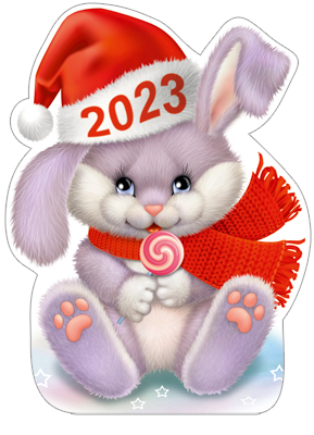 Плакат вырубной А3 Новогодний зайчик с конфетой Ф-014726