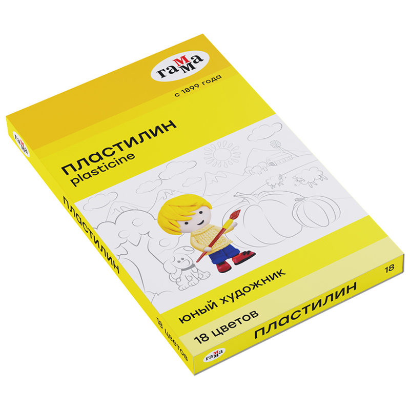 Пластилин 18 цветов Гамма "Юный художник" арт.280047