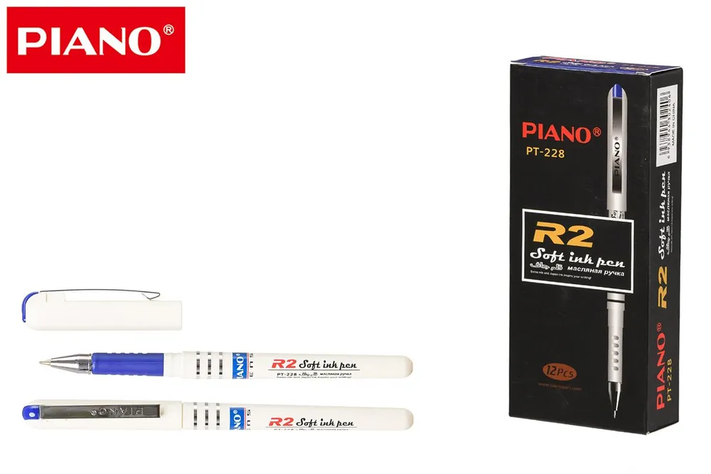 Ручка шариковая синяя 0,5 мм чернила на масляной основе PIANO R2 РТ-228