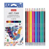 Карандаши 12 цветов стираемые с ластиком пластиковые hatber ART-TIME CS_085923