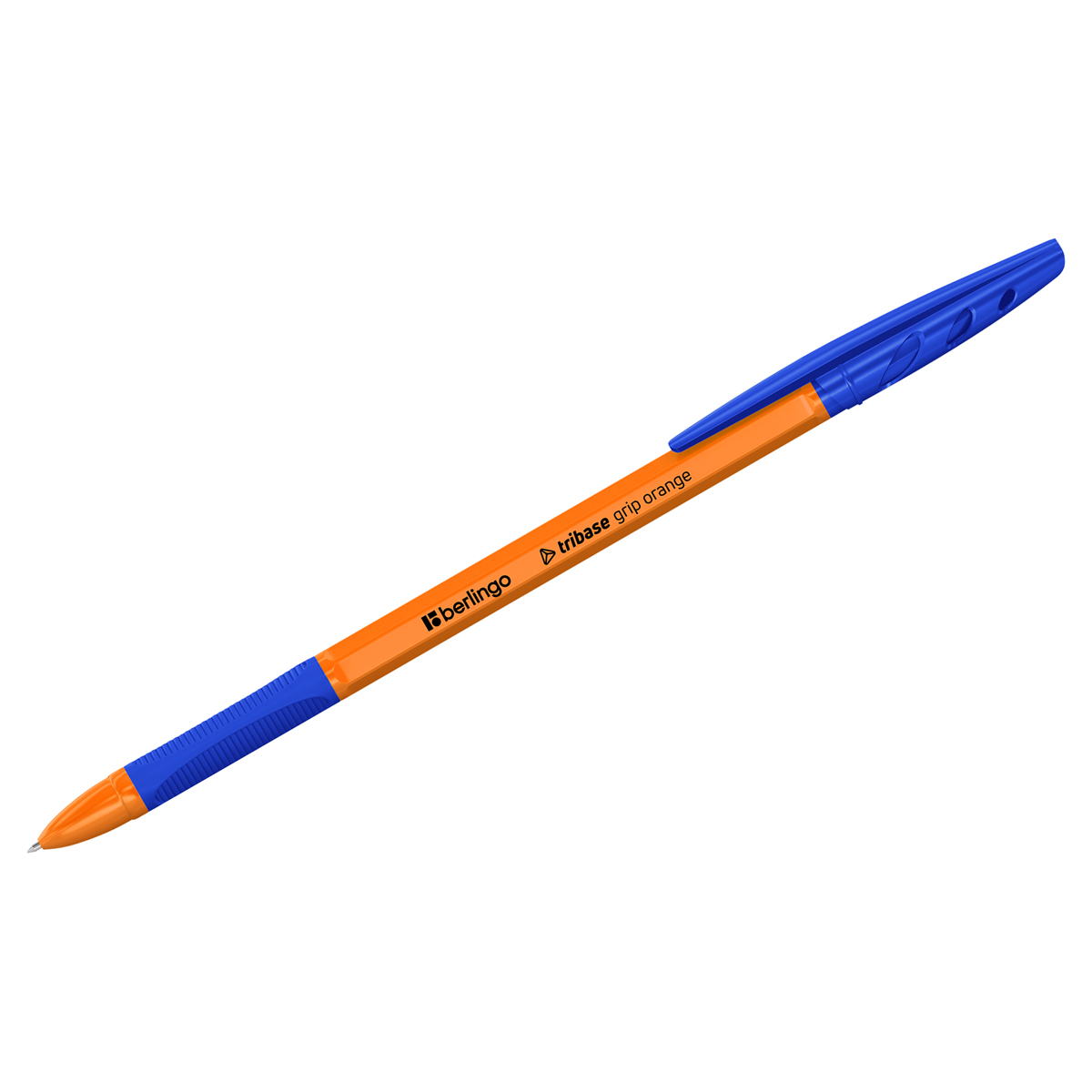 Ручка шариковая синяя 0,7мм Berlingo Tribase grip orange арт.CBp_70960