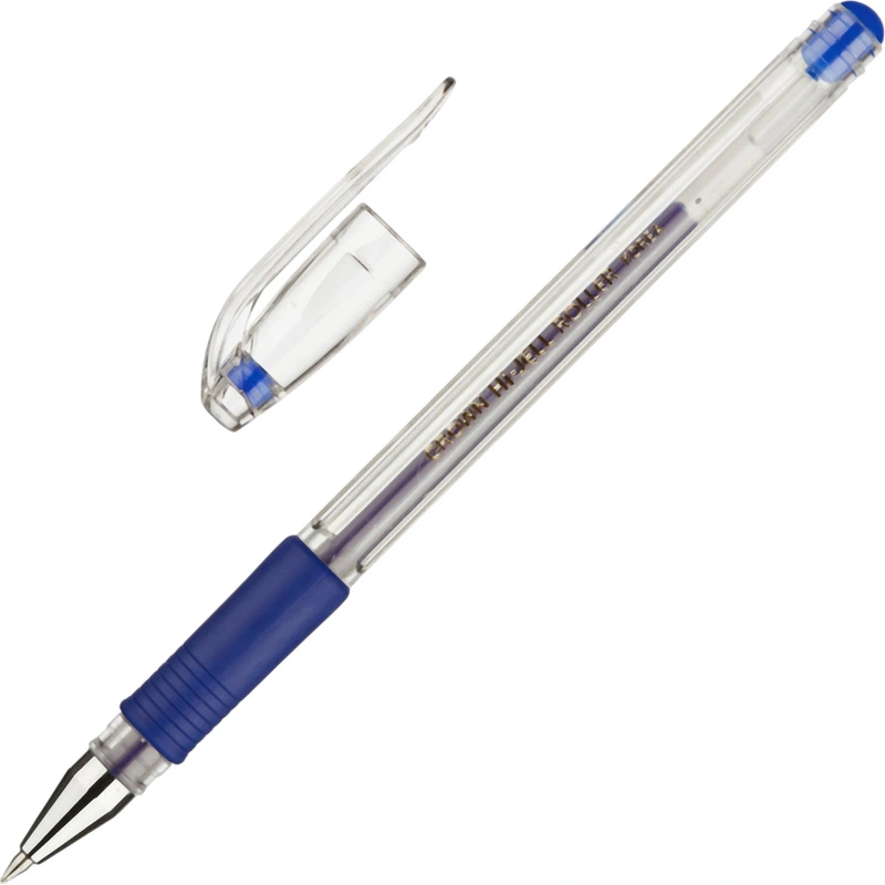 Ручка гелевая синяя 0.5мм CROWN Hi-JELL GRIP арт.HJR-500R