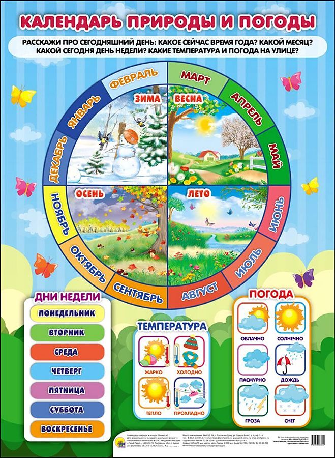 Плакат Календарь природы и погоды А2 "ПРОФпресс"