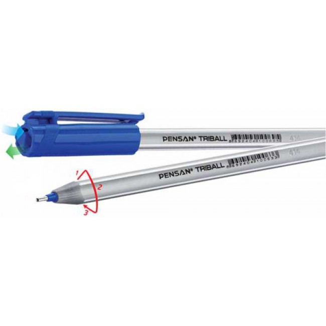 Ручка шариковая синяя PENSAL TRIBALL 1.0 мм трехгранная арт.1003/384831