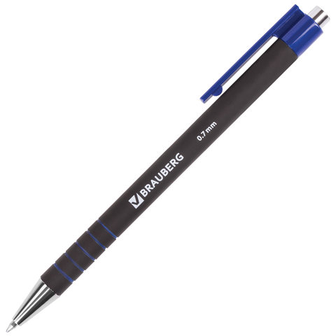 Ручка автомат шариковая синяя 0,7мм BRAUBERG BPR 141169