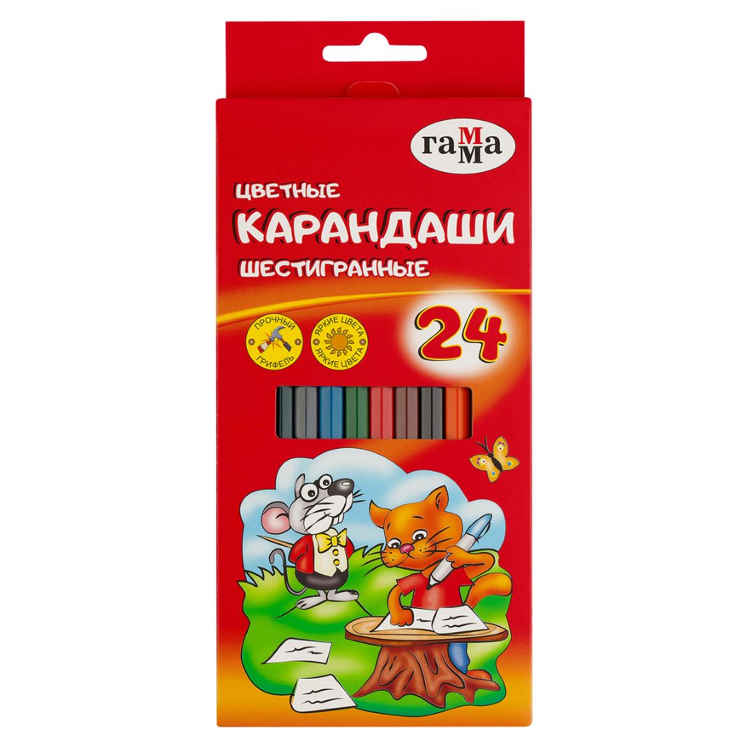 Карандаши 24 цвета шестигранные Гамма "Мультики" арт.100124_24