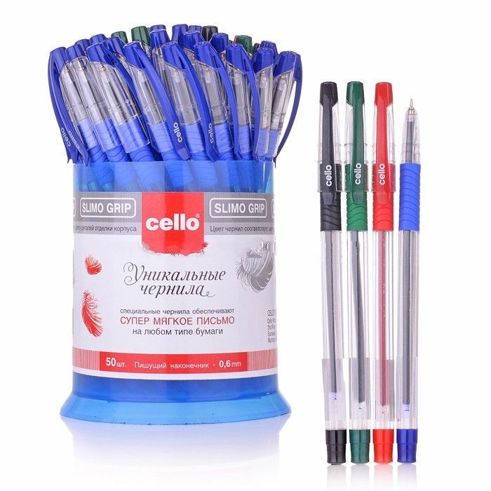 Ручка шариковая цветная в ассортименте Cello Slimo Gripp 0.7 мм 2351