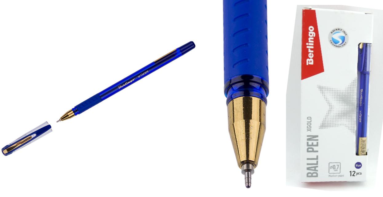 Ручка шариковая синяя Berlingo "xGOLD" 0.7 мм арт.CBp_07500 