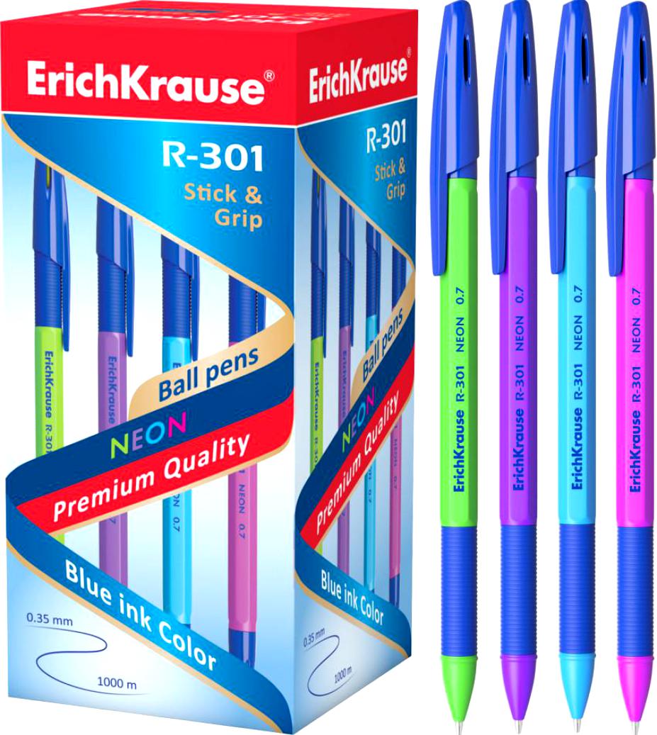 Ручка шариковая синяя ErichKrause R-301 NEON 0.7