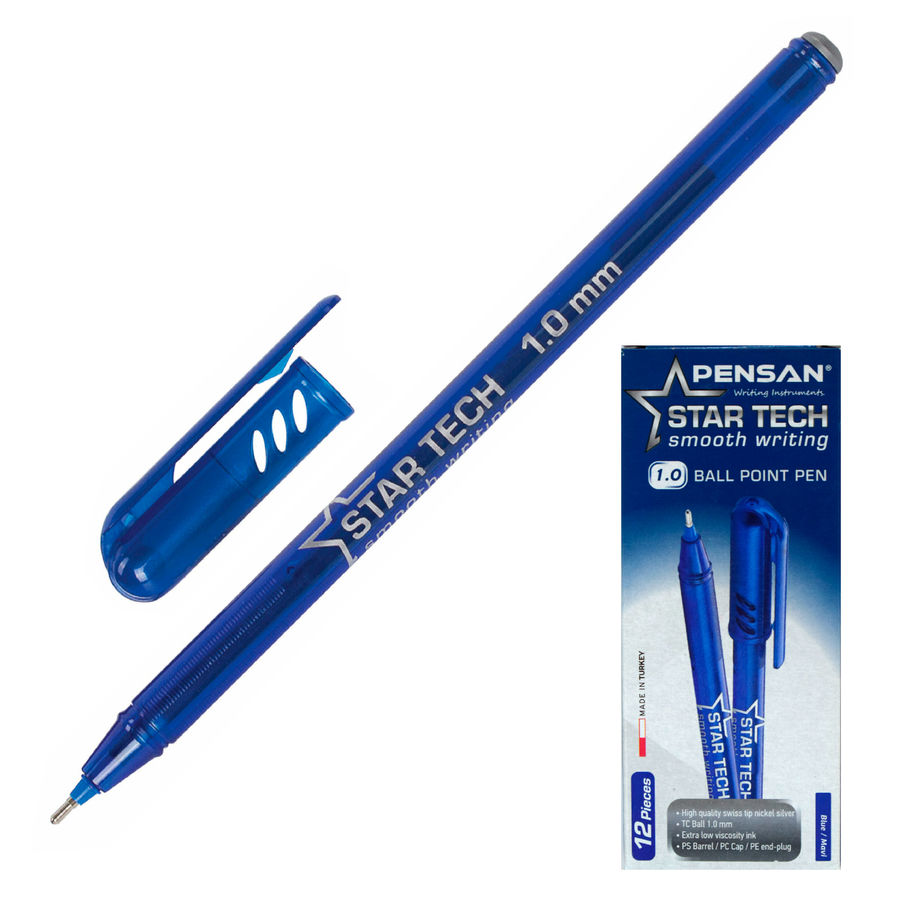 Ручка шариковая синяя PENSAN STAR TECH smooth writing арт.2260