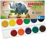 Краски акварельные медовые 12 цветов без кисти ZOO "Луч" арт.19С 1247-08