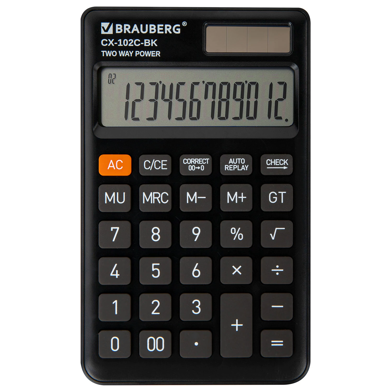 Калькулятор карманный 12 разрядный 76*126мм BRAUBERG CX-102C-BK арт.272647