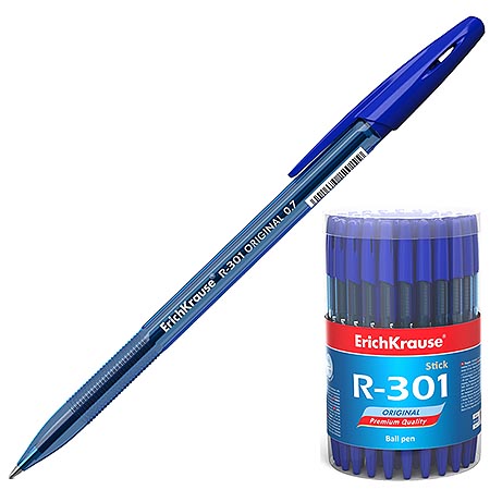 Ручка шариковая синяя ErichKrause R-301 ORIGINAL Stick 0.7 арт.46772