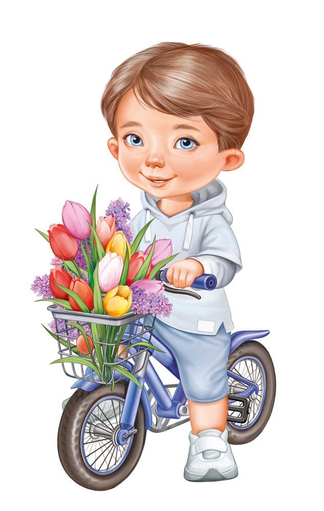 Плакат вырубной А3 Мальчик с велосипедом 59.332.00