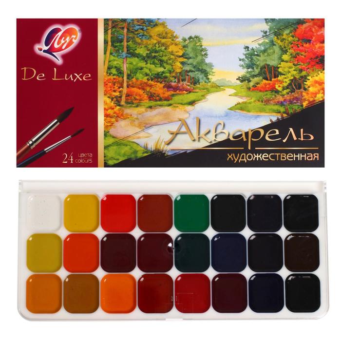 Краски акварельные художественные 24 цвета без кисти Луч De Luxe арт.14С 1039-08