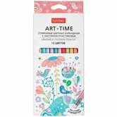 Карандаши 12 цветов стираемые с ластиком пластиковые hatber ART-TIME CS_085924