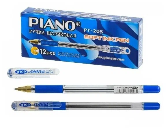 Ручка шариковая синяя 0,5 мм чернила на масляной основе PIANO GOLD РТ-205 