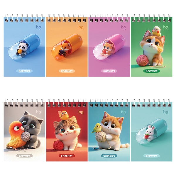 Блокнот А7 40 листов клетка на гребне BG "Микс" арт.Б7гр40 94024