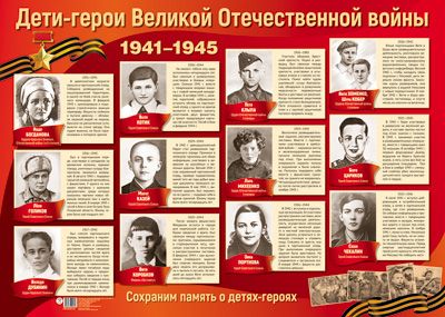 Плакат Дети-герои Великой Отечественной войны 1941-1945 ПЛ-013112