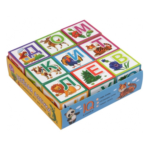 Игра настольная Игровой развивающий набор IQ кубики "Веселая азбука" набор 9 шт Арт.27475
