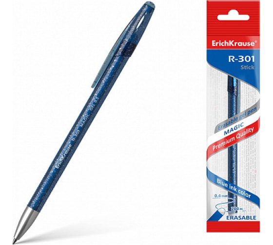 Ручка пиши-стирай гелевая синяя 0,4 мм ErichKrause R-301 Magic 45212