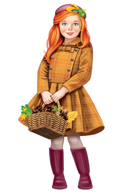 Плакат вырубной А4 Девочка с корзиной осенних листьев (двусторонний) ФМ1-15165 