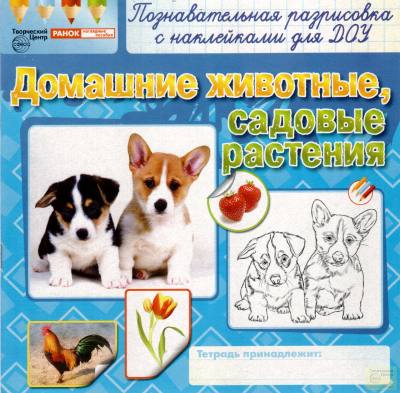 Познавательная разрисовка с наклейками для ДОУ Домашние животные,садовые растения 5456а "Сфера"