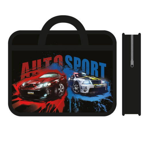 Папка на молнии с ручками 1 отделение А4 "AUTO SPORT" 9880