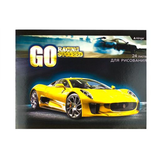 Альбом для рисования 24 листа "Желтая машина Go racing" AL7156