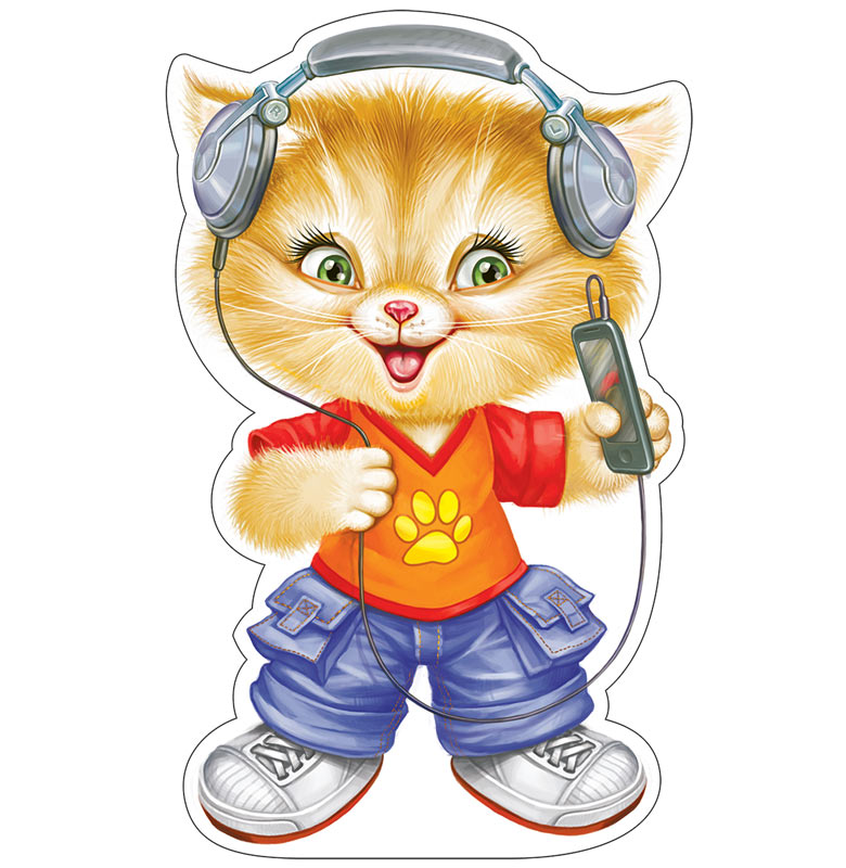 Плакат вырубной А4 Кот слушает музыку ФМ1-014180